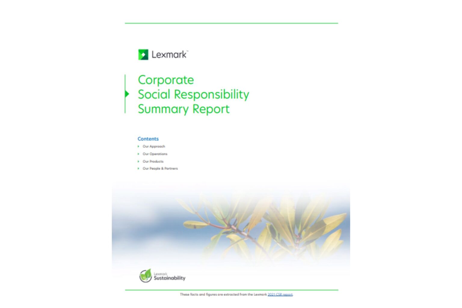 Corporate Social Responsibility Summary Report
